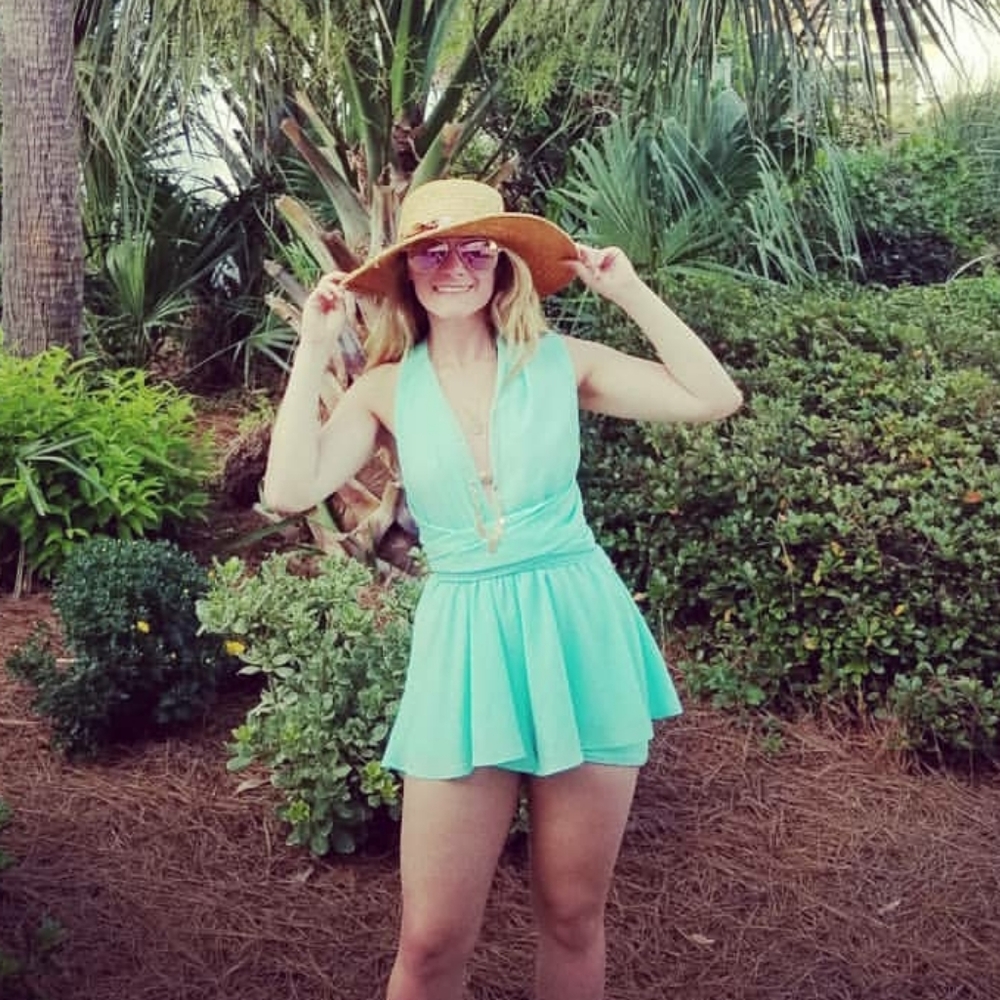 Hot & Delicious Cute Mint Green Blue Wrap Romper S
